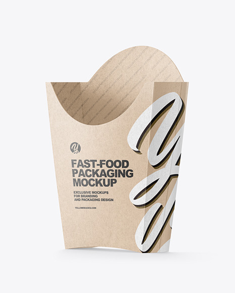 Empty Kraft Paper French Fries Large Size Packaging Mockup