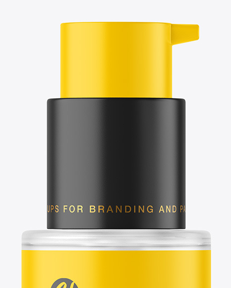 Frosted Glass Cosmetic Bottle with Pump Mockup