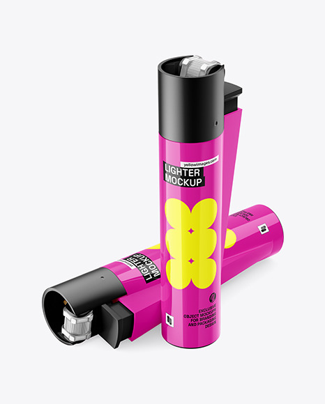 Two Glossy Plastic Lighters Mockup
