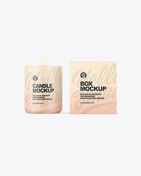 Matte Candle W/ Box Mockup