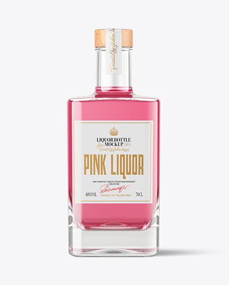 Clear Glass Liquor Bottle Mockup