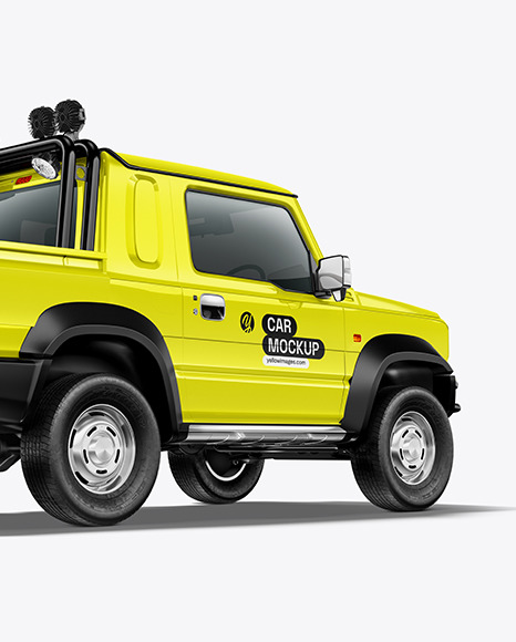 Off-Road Mini SUV Mockup - Back Half Side View