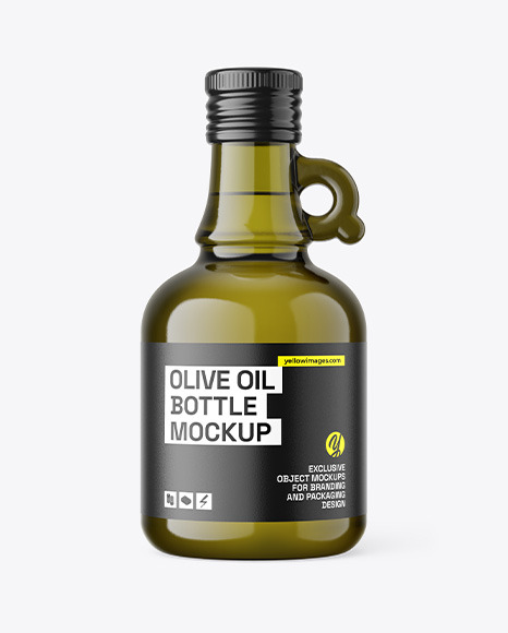 Green Glass Olive Oil Bottle Mockup