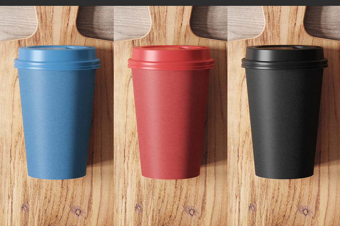 Paper Craft Coffee Cup Mockup On Yellow Images Creative Store