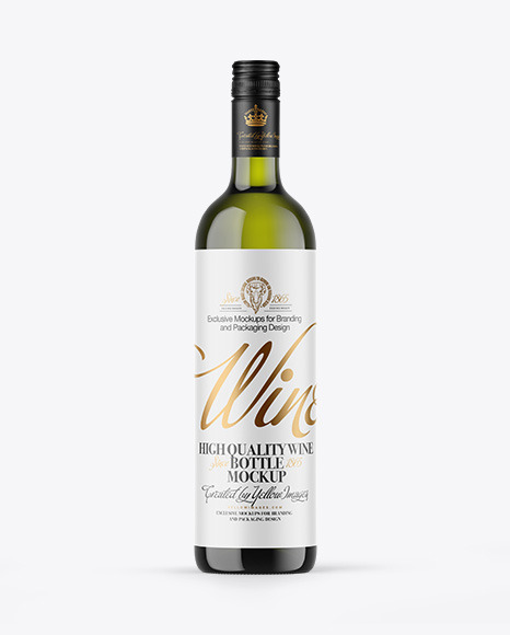 Green Glass White Wine Bottle Mockup
