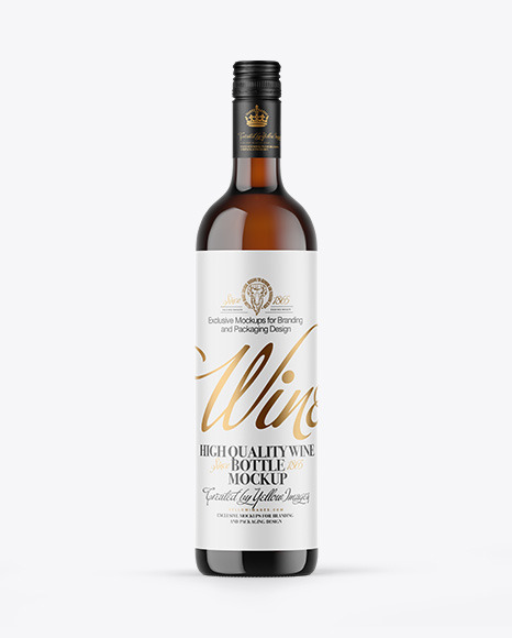 Amber Glass White Wine Bottle Mockup