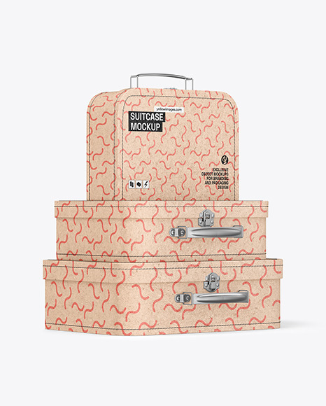 Kraft Suitcases Stack Mockup