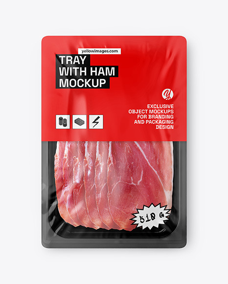 Tray With Sliced Ham Mockup
