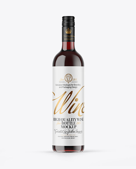 Clear Glass Red Wine Bottle Mockup