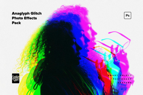 Anaglyph Glitch Photo Effects Pack