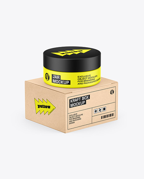 Matte Jar W/ Kraft Box Mockup