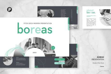 Boreas – Dark Liver Modern Pitch Deck Presentation Canva Template