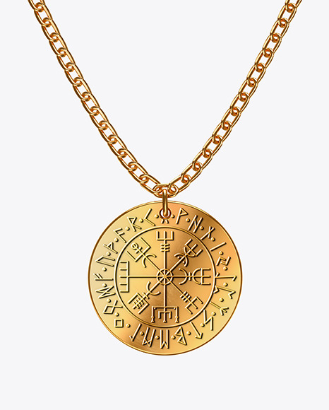 Gold Medallion on a Chain Mockup
