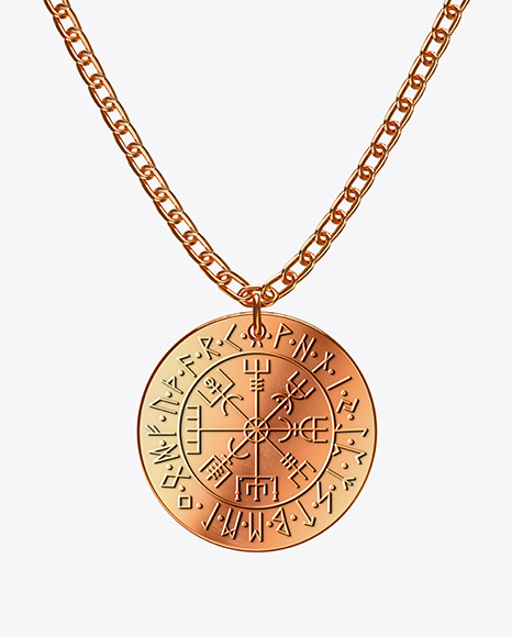 Bronze Medallion on a Chain Mockup