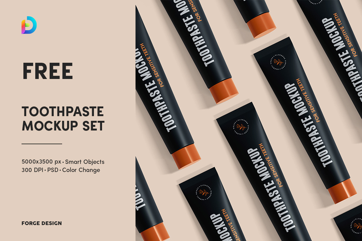 Free Toothpaste Tube With Box Mockup on Yellow Images Creative Store