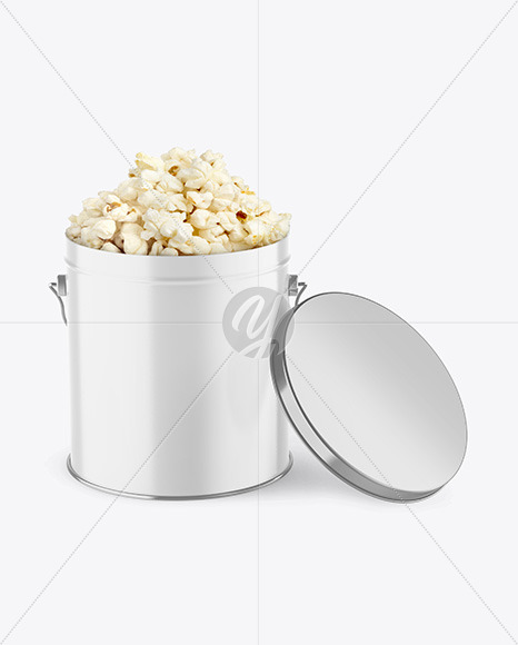 Glossy Popcorn Tin Bucket Mockup