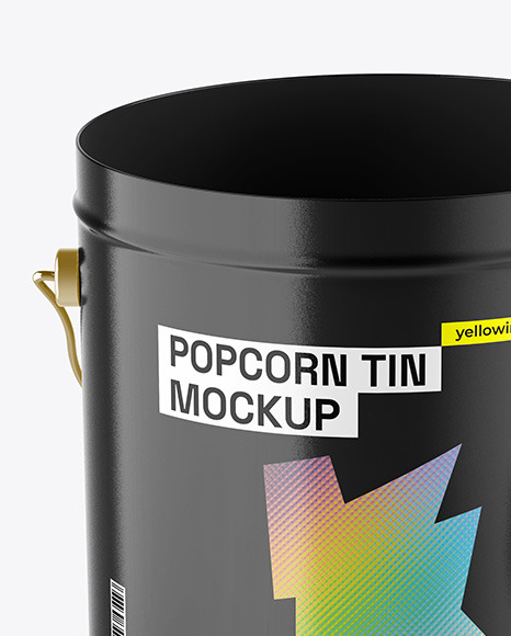 Glossy Popcorn Tin Bucket Mockup