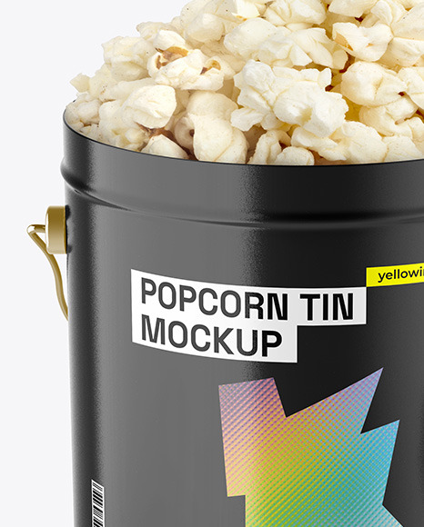 Glossy Popcorn Tin Bucket Mockup
