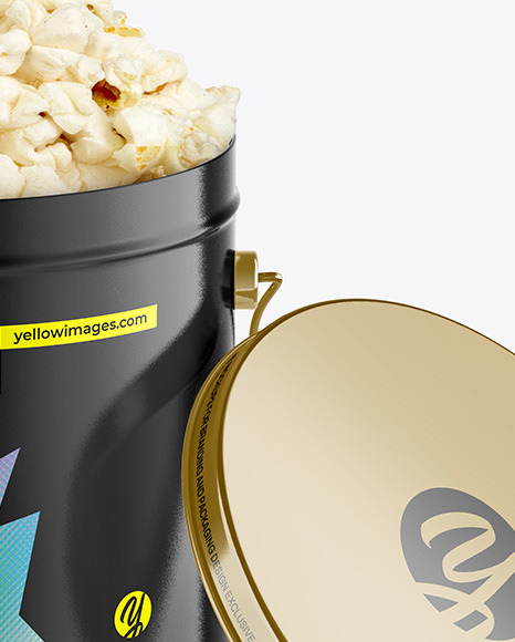 Glossy Popcorn Tin Bucket Mockup
