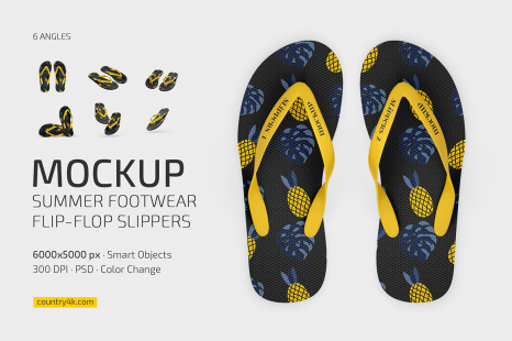 Summer Footwear Flip-Flop Slippers Mockup Set