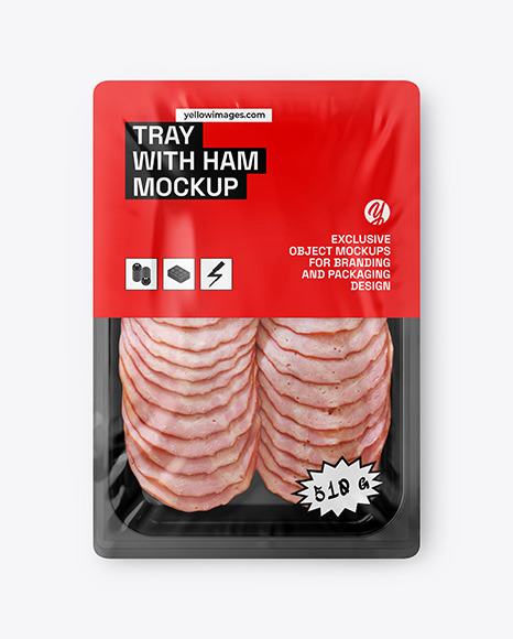 Tray With Sliced Ham Mockup