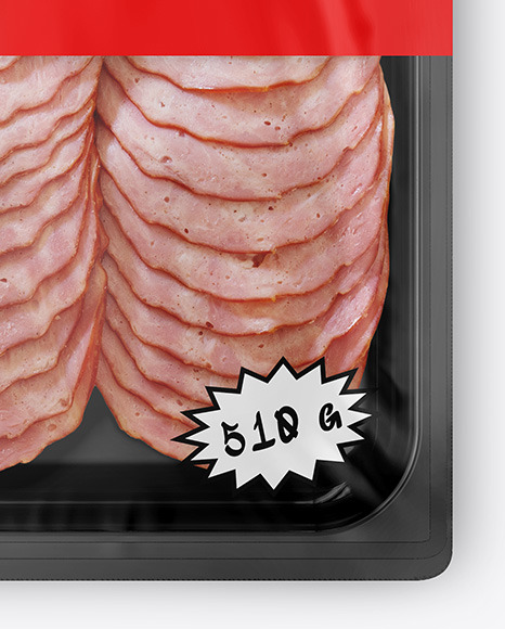 Tray With Sliced Ham Mockup