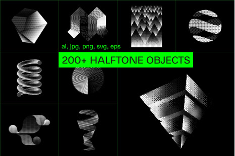 200+ Halftone Bitmap Design Elements