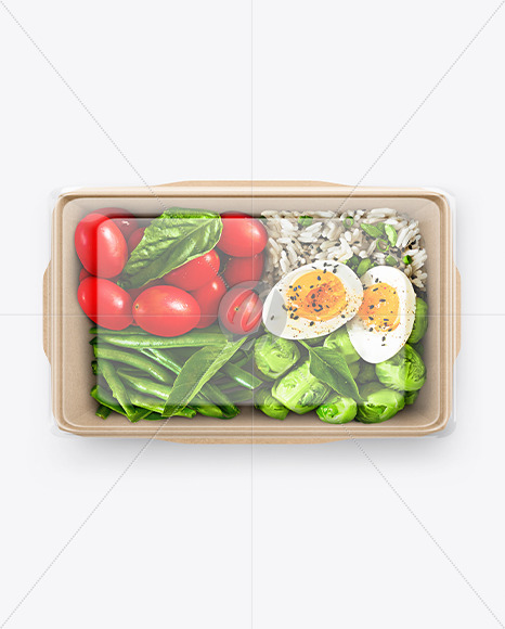 Paper Food Container With Lunch Mockup