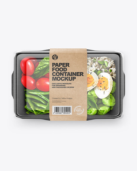 Paper Food Container With Lunch Mockup