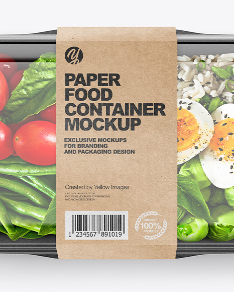 Paper Food Container With Lunch Mockup