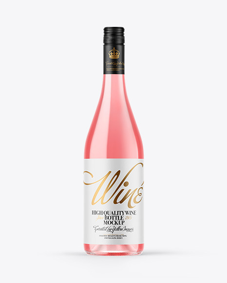 Clear Glass Pink Wine Bottle Mockup