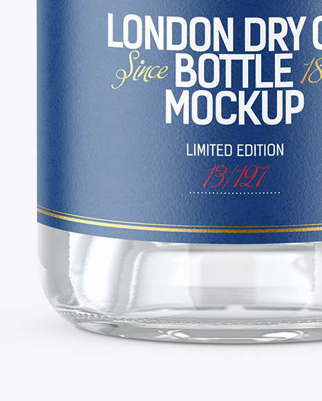 Dry Gin Bottle with Wooden Cap Mockup