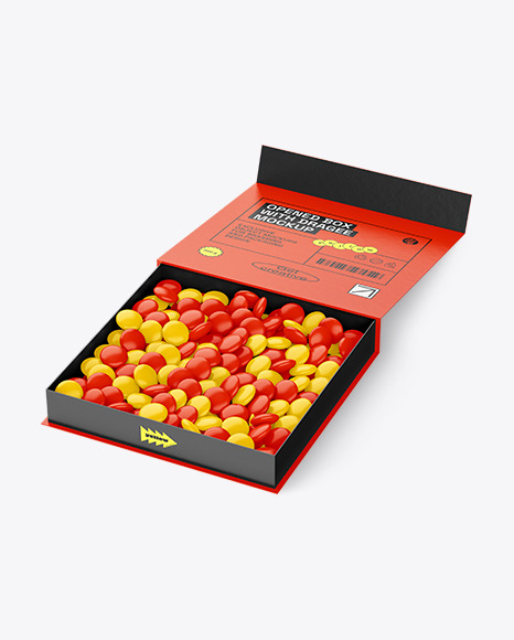 Opened Box With Dragee Mockup