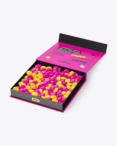 Opened Kraft Box With Dragee Mockup