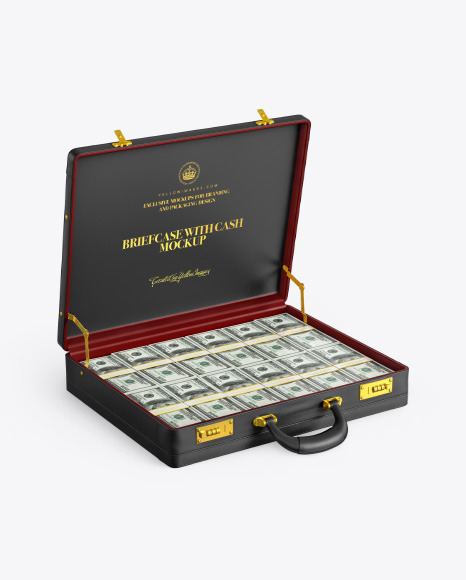 Briefcase with Banknotes Mockup