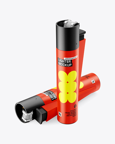 Two Matte Plastic Lighters Mockup
