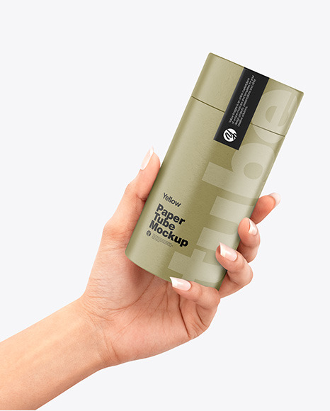 Tube in a Hand Mockup