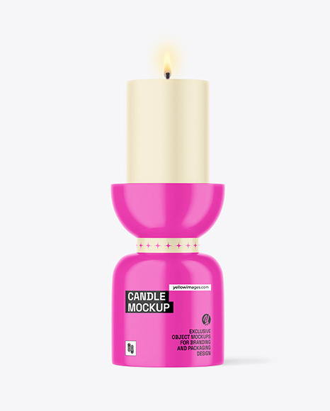 Glossy Stand with Candle Mockup