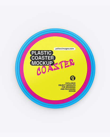 Glossy Plastic Coaster Mockup