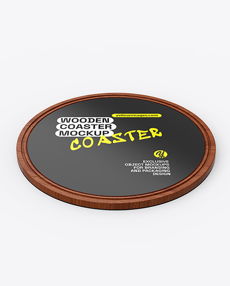Wooden Beverage Coaster Mockup