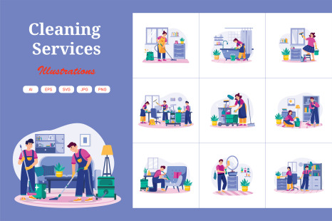 M606_Cleaning Services Illustration Pack
