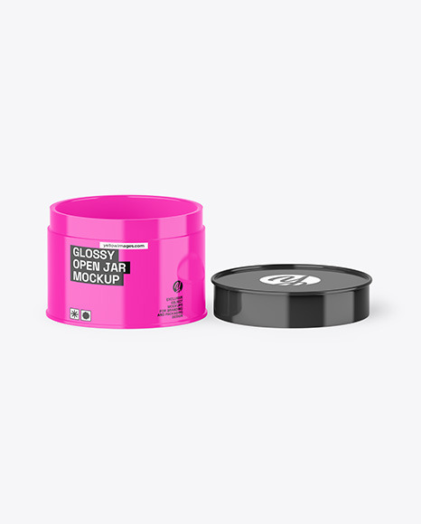 Glossy Opened Plastic Jar Mockup