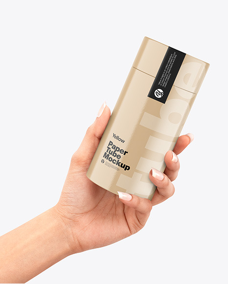 Tube in a Hand Mockup