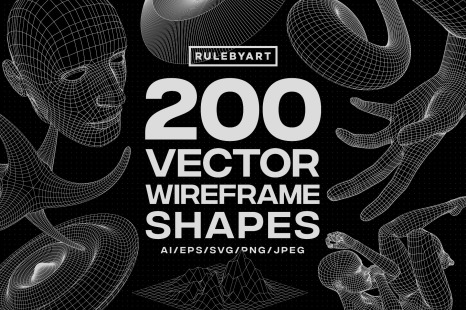 200 Vector Wireframe Shapes