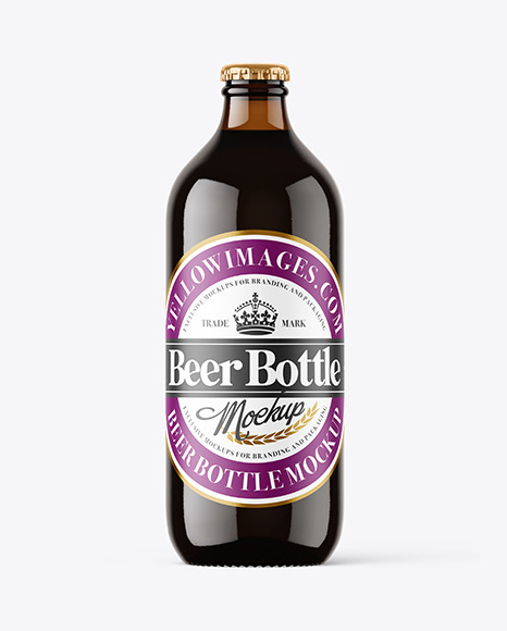 Dark Amber Glass Beer Bottle Mockup