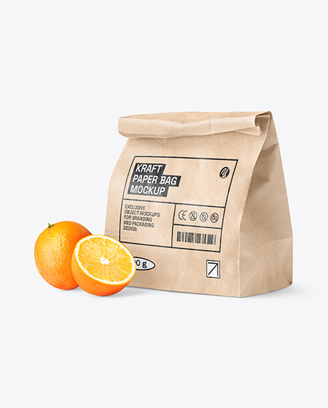 Kraft Bag With Oranges Mockup