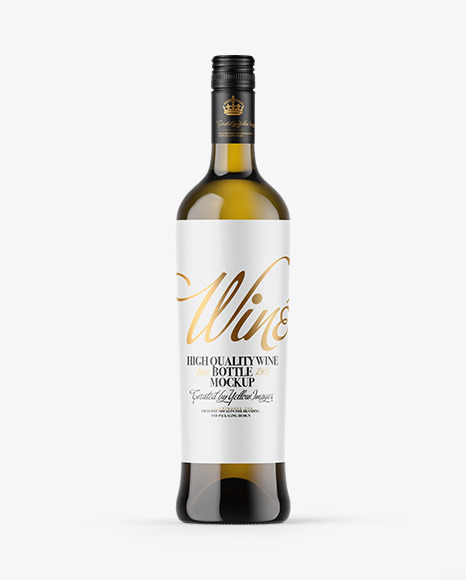 Antique Green Glass White Wine Bottle Mockup