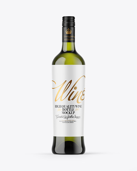 Green Glass White Wine Bottle Mockup