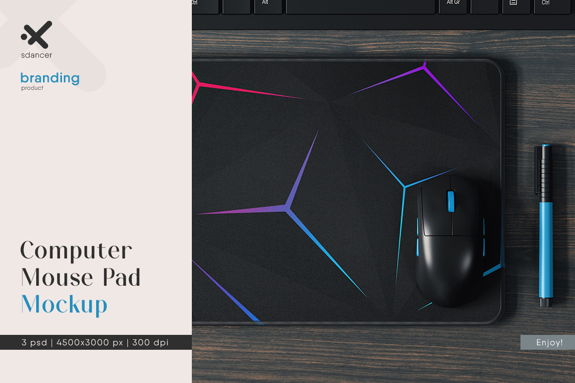Computer Mouse Pad Mockup on Yellow Images Creative Store
