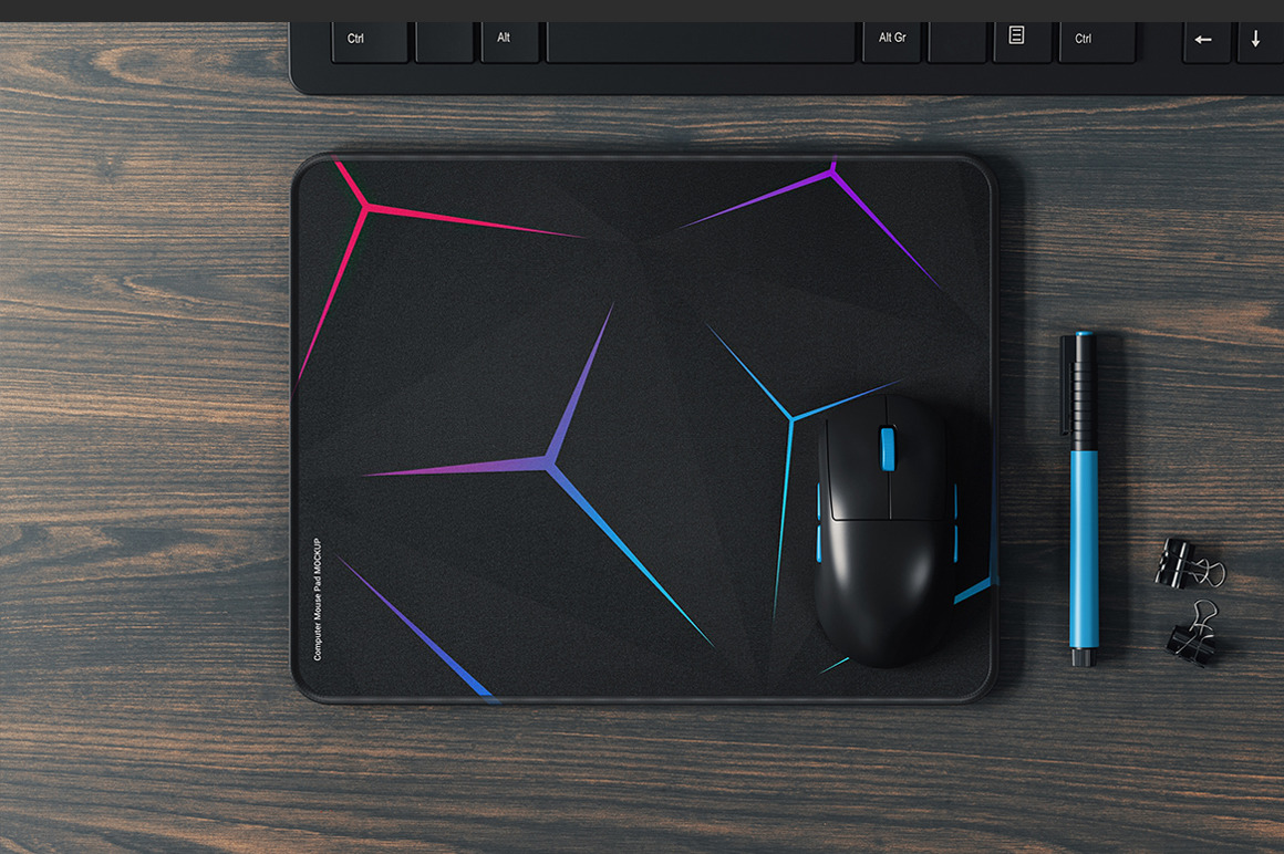 Computer Mouse Pad Mockup on Yellow Images Creative Store